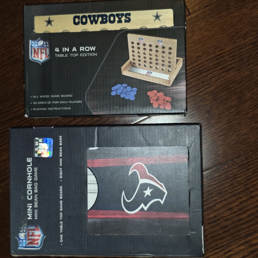 SET OF 2 NFL GAME BOARDS Texans Mini Cornhole and Cowboys Game Set - Picture 2 of 10
